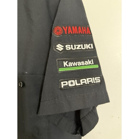 Throttle Threads mens work shirt motorcycle patches hall’s motorsports- Large - Picture 3 of 5